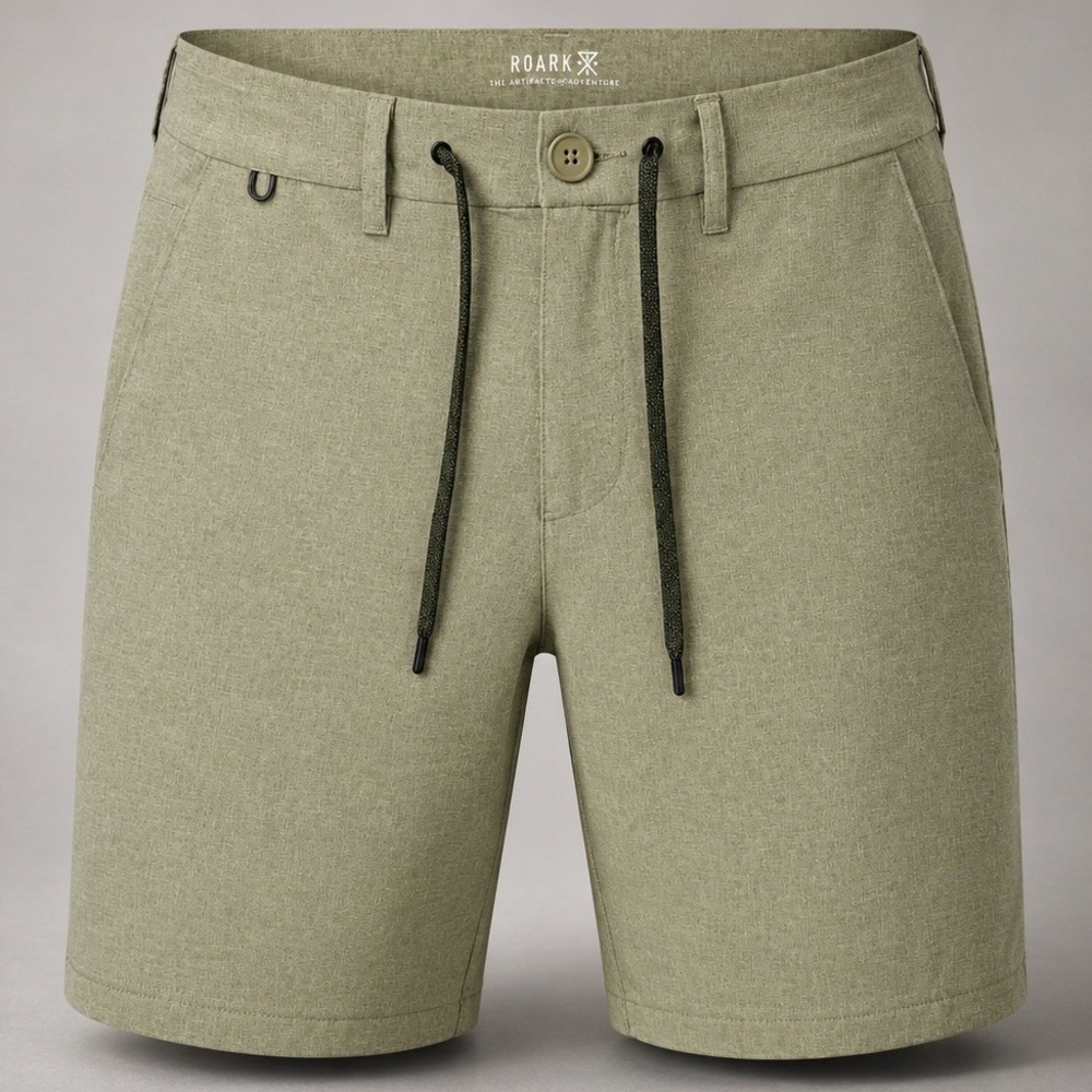 Roark Mens Shorts 33 Stretch Performance Olive Green 8 Inseam Travel Hiking